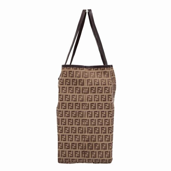 Fendi Zucchino FF Monogram Canvas Roll Open Top Tote Bag Brown VTG - Picture 4 of 14